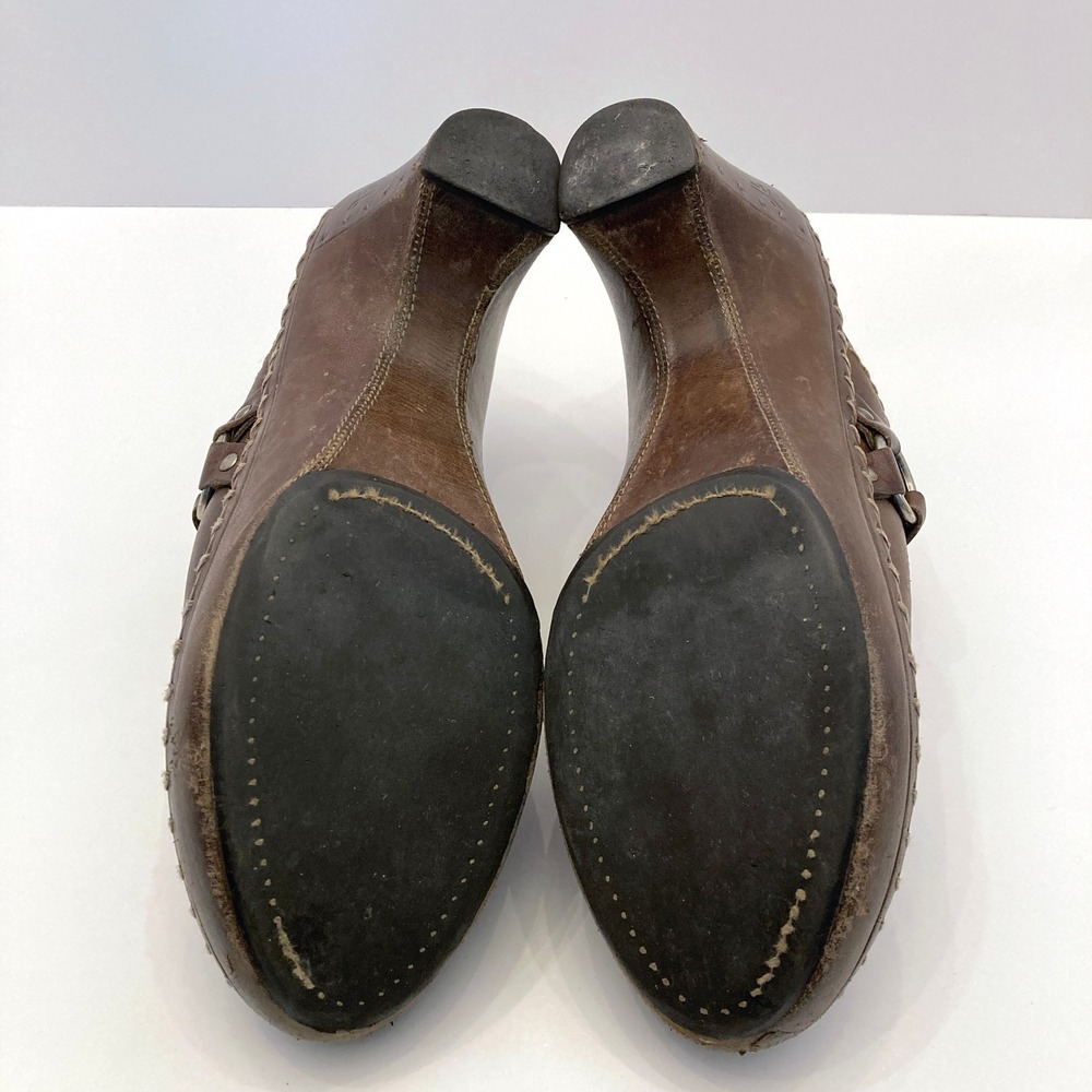 Frye Charlotte Ring Harness Brown Leather Heeled Mule Clogs Womens 8.5 M - Picture 8 of 9